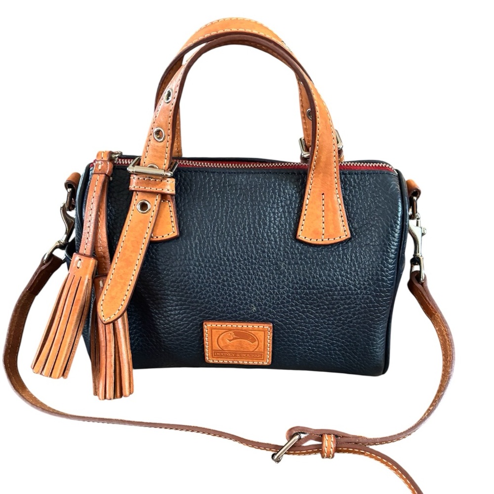 Dooney & Bourke Kendra Navy and Tan Leather Satchel